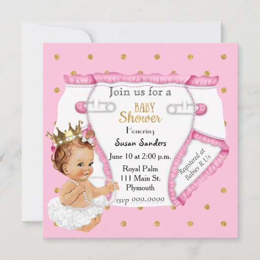 Schattigee Baby Girl's Baby shower Invitation Kaart (Voorkant)