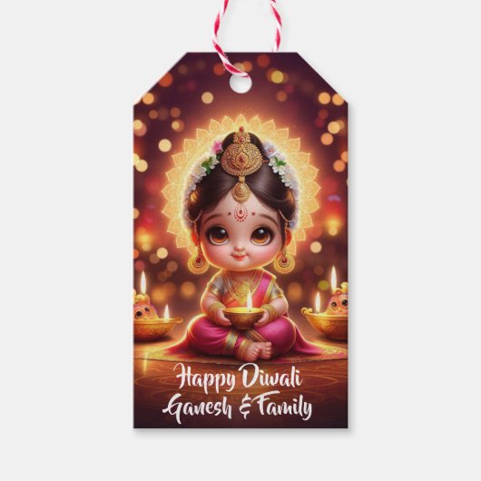 Schattigee baby Godin Lakshmi Diwali Gift Label Cadeaulabel (Voorkant)