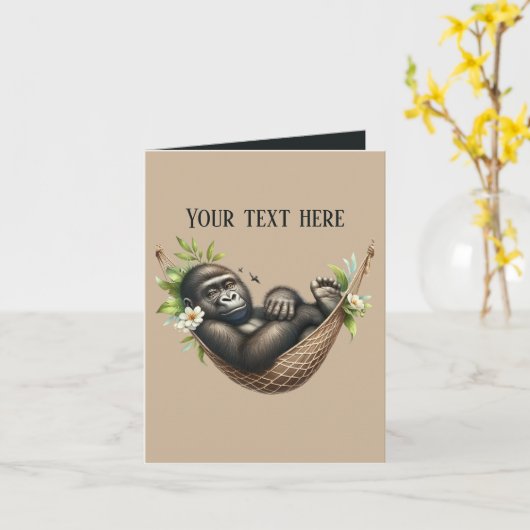 Schattigee baby gorilla Voeg tekst toe voor elk do Kaart (Gele Bloem)