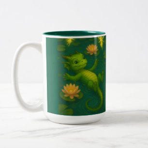 Schattigee baby Groene Bos Draak Puppy Ogen Zwemme Tweekleurige Koffiemok