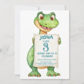 Schattigee Baby Groene Dinosaurus Kids Verjaardags Kaart (Voorkant)