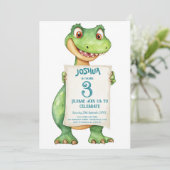 Schattigee Baby Groene Dinosaurus Kids Verjaardags Kaart (Staand voorkant)