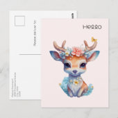 Schattigee Baby Hallo Herten met geweien en bloeme Briefkaart (Voorkant / Achterkant)