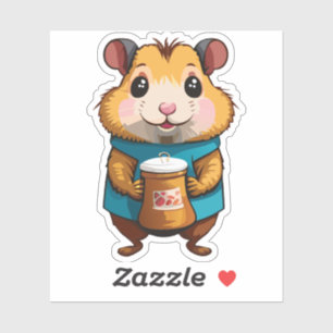 Schattigee Baby Hamster Cartoon Karakter Sticker