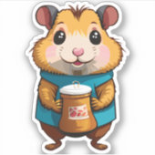 Schattigee Baby Hamster Cartoon Karakter Sticker (Voorkant)