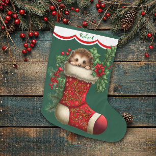 Schattigee Baby Hedgehog Peeking Grote Kerstsok