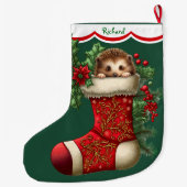 Schattigee Baby Hedgehog Peeking Grote Kerstsok (Achterkant)