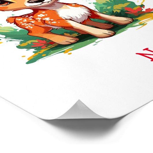 Schattigee Baby Herten aangepaste naam Poster (Hoek)