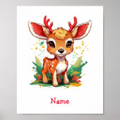 Schattigee Baby Herten aangepaste naam Poster (Voorkant)