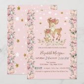 Schattigee Baby Herten Bloemen Rozen Sterren Baby  Kaart (Voorkant / Achterkant)