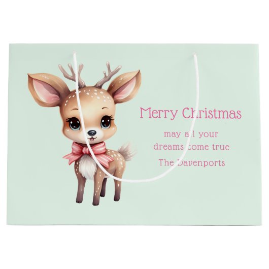 Schattigee Baby Herten Cartoon Illustratie Kerst Groot Cadeauzakje (Voorkant)