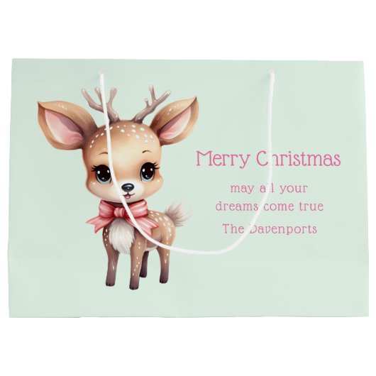 Schattigee Baby Herten Cartoon Illustratie Kerst Groot Cadeauzakje (Achterkant)