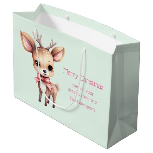 Schattigee Baby Herten Cartoon Illustratie Kerst Groot Cadeauzakje (Achterkant Gekanteld)