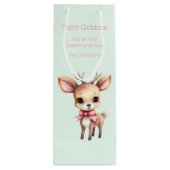 Schattigee Baby Herten Cartoon Illustratie Kerst Wijn Cadeautas (Achterkant)