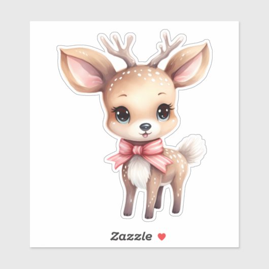 Schattigee Baby Herten Cartoon Illustratie Sticker (Vel)