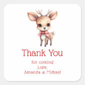 Schattigee Baby Herten Cartoon Tekenfeest Dank u Vierkante Sticker (Voorkant)