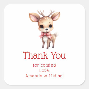 Schattigee Baby Herten Cartoon Tekenfeest Dank u Vierkante Sticker