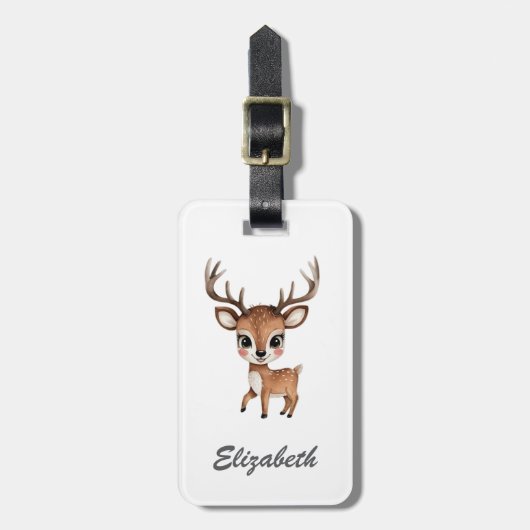 Schattigee baby herten gepersonaliseerd Kind Bagagelabel (Voorkant verticaal)