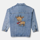 Schattigee Baby Herten in Wintersjaal Denim Jacket (Achterkant)