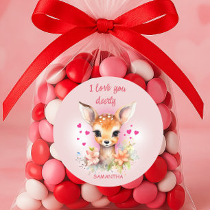 Schattigee Baby Herten Liefde U Roze Gelukkige Val Ronde Sticker