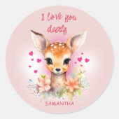 Schattigee Baby Herten Liefde U Roze Gelukkige Val Ronde Sticker (Voorkant)