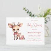 Schattigee Baby Herten met Cadeaus Baby shower Kaart (Staand voorkant)