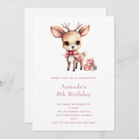 Schattigee Baby herten met Cadeaus Verjaardag Kaart (Voorkant / Achterkant)