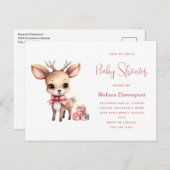 Schattigee Baby herten met geschenken Baby shower Uitnodiging Briefkaart (Voorkant / Achterkant)