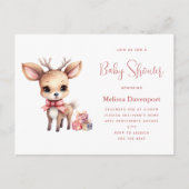 Schattigee Baby herten met geschenken Baby shower Uitnodiging Briefkaart (Voorkant)