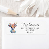 Schattigee Baby Herten met gewei en bloemen Adres Etiket (Insitu)