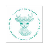 Schattigee Baby Herten met gewei en bloemen Adres Zelfinktende Stempel (Design)