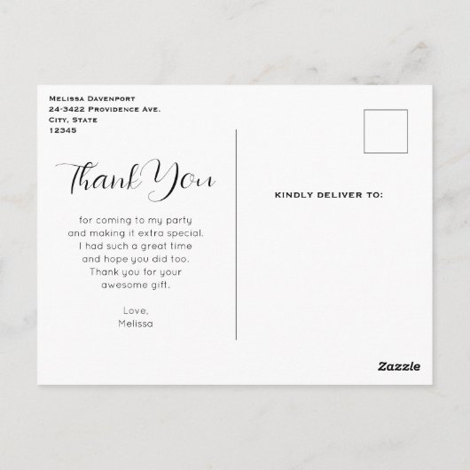 Schattigee Baby Herten met gewei en bloemen Dank u Briefkaart (Achterkant)