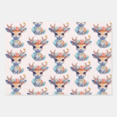 Schattigee Baby Herten met gewei- en bloemenpatroo Inpakpapier Vel (Voorkant)