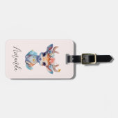 Schattigee Baby Herten met geweien en bloemen Bagagelabel (Voorkant horizontaal)