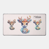 Schattigee Baby Herten met geweien en bloemen Bureaumat (Voorkant)