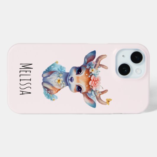Schattigee Baby Herten met geweien en bloemen Case-Mate iPhone Case (Achterkant (horizontaal))