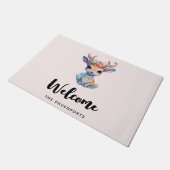 Schattigee Baby Herten met geweien en bloemen Deurmat (Schuin)