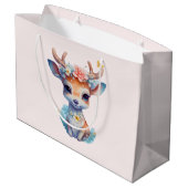 Schattigee Baby Herten met geweien en bloemen Groot Cadeauzakje (Achterkant Gekanteld)