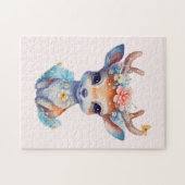 Schattigee Baby Herten met geweien en bloemen Legpuzzel (Horizontaal)