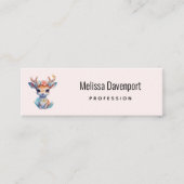 Schattigee Baby Herten met geweien en bloemen Mini Visitekaartje (Voorkant)