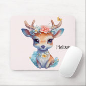 Schattigee Baby Herten met geweien en bloemen Muismat (Met muis)
