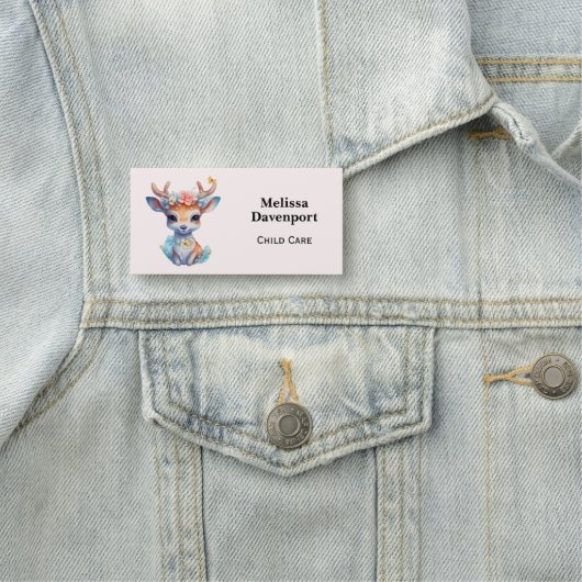 Schattigee Baby Herten met geweien en bloemen Naamplaatje (In situ)