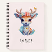Schattigee Baby Herten met geweien en bloemen Notitieboek (Voorkant)