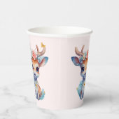 Schattigee Baby Herten met geweien en bloemen Papieren Bekers (Rechts)