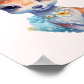 Schattigee Baby Herten met geweien en bloemen Poster (Hoek)