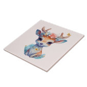 Schattigee Baby Herten met geweien en bloemen Tegeltje (Zijkant)