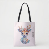 Schattigee Baby Herten met geweien en bloemen Tote Bag (Voorkant)