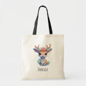 Schattigee Baby Herten met geweien en bloemen Tote Bag (Voorkant)