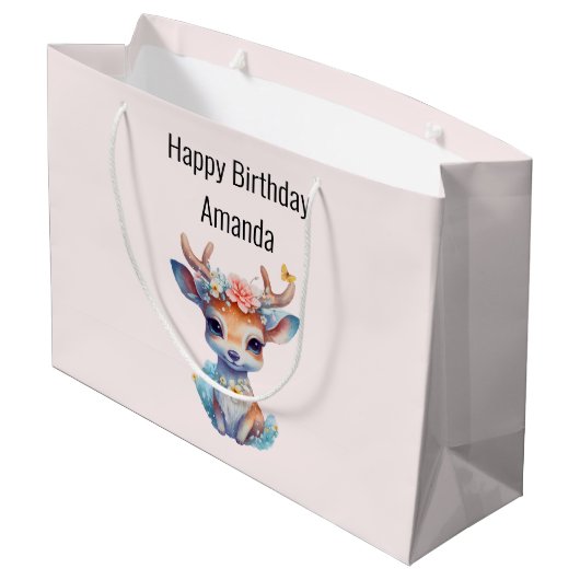 Schattigee Baby Herten met geweien en bloemen Verj Groot Cadeauzakje (Achterkant Gekanteld)