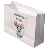 Schattigee Baby Herten met geweien en bloemen Verj Groot Cadeauzakje (Voorkant Gekanteld)